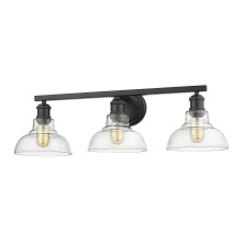 Golden 0305-BA3 BLK-CLR - Yep by Golden Lighting Carver 3-light Vanity in Matte Black and Clear Glass
